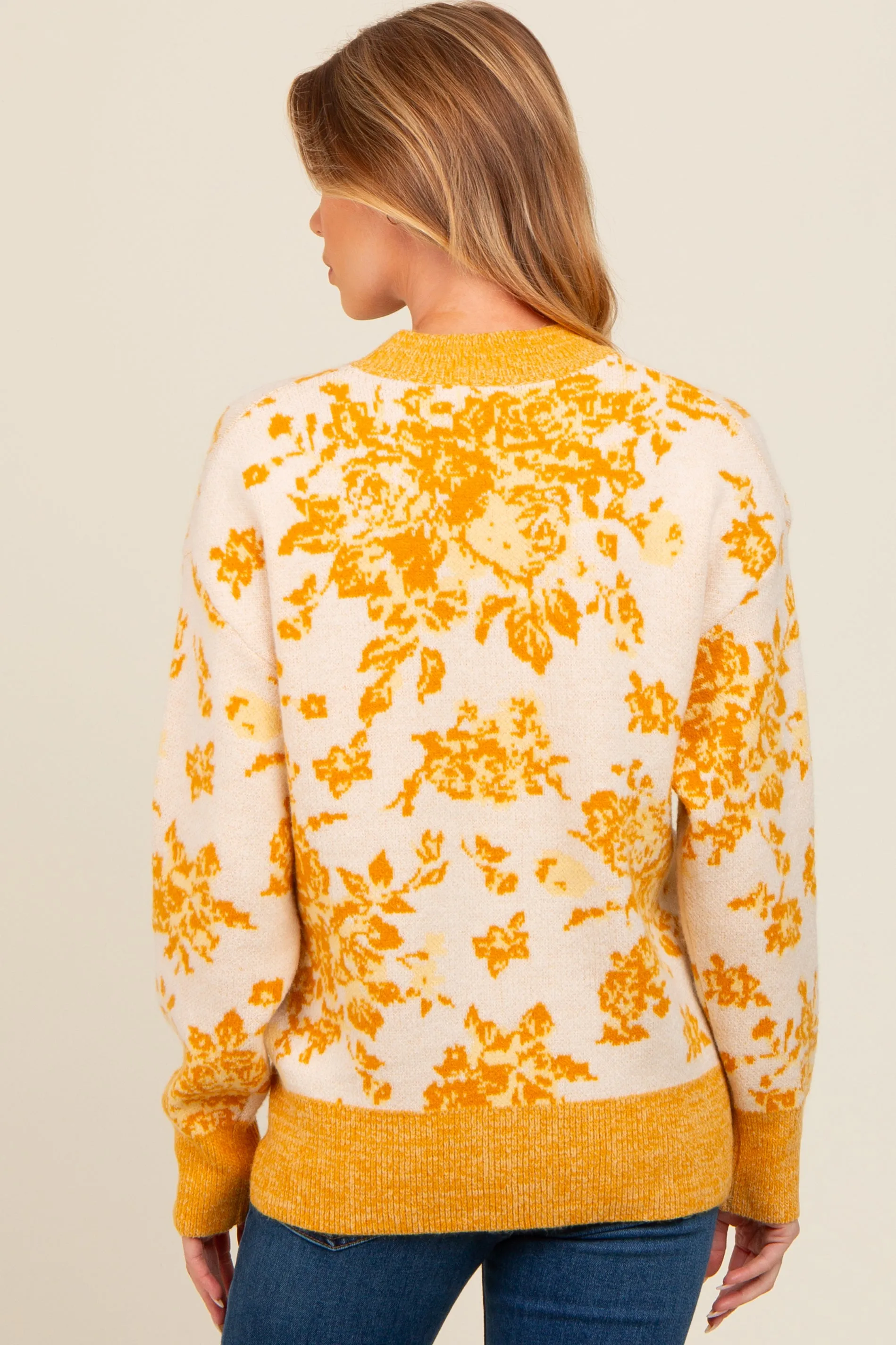 Yellow Floral Crew Neck Maternity Sweater sold by Pinkblush product image thumbnail 2