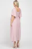 Light Pink Front Tie Ruffle Sleeve Maternity Midi Dress sold by Pinkblush