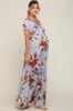 Light Blue Floral Maternity Wrap Dress sold by Pinkblush