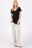 Black V-Neck Short Sleeve Top sold by Pinkblush