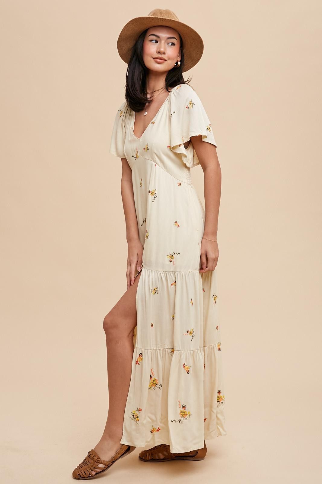 Buttercream Embroidered Maxi Dress sold by Pinkblush product image thumbnail 2