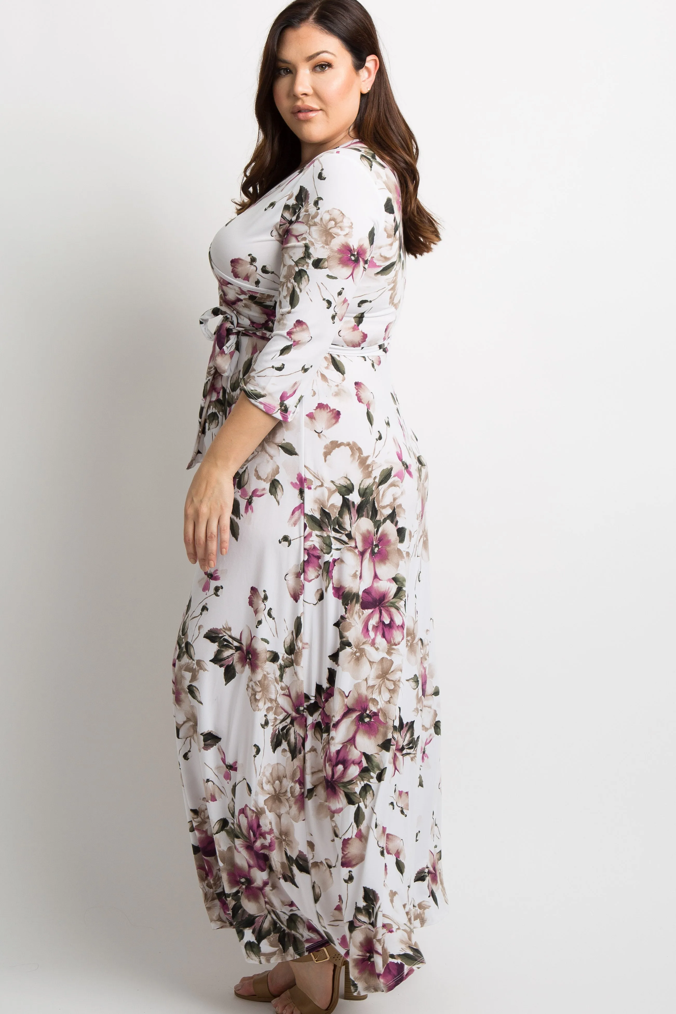 PinkBlush White Floral Plus Nursing Wrap Maxi Dress sold by Pinkblush product image thumbnail 2