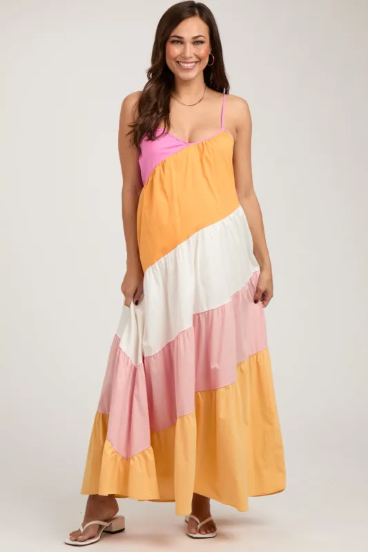 Multi-Color Sleeveless Maternity Maxi Dress sold by Pinkblush