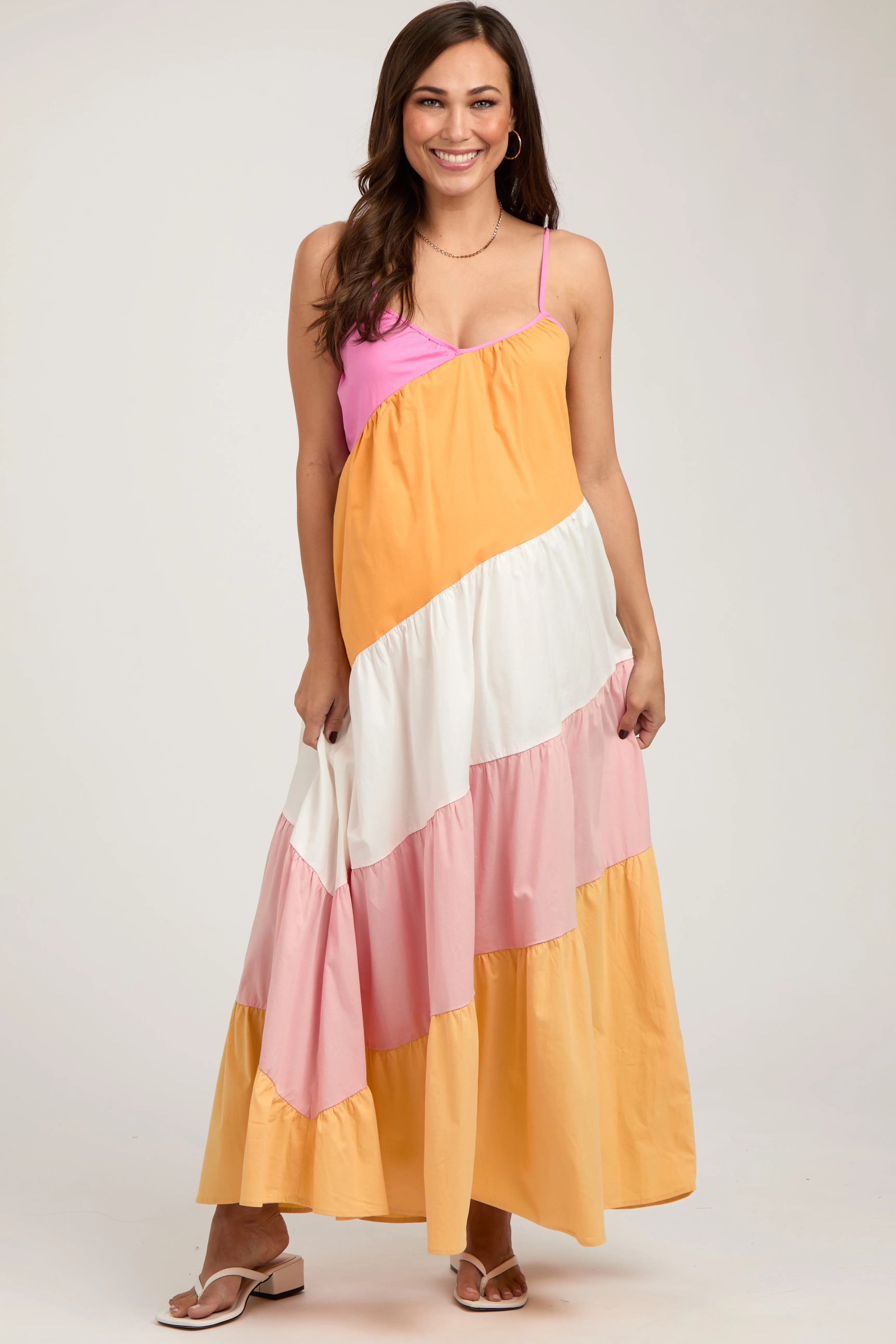 Multi-Color Sleeveless Maternity Maxi Dress sold by Pinkblush