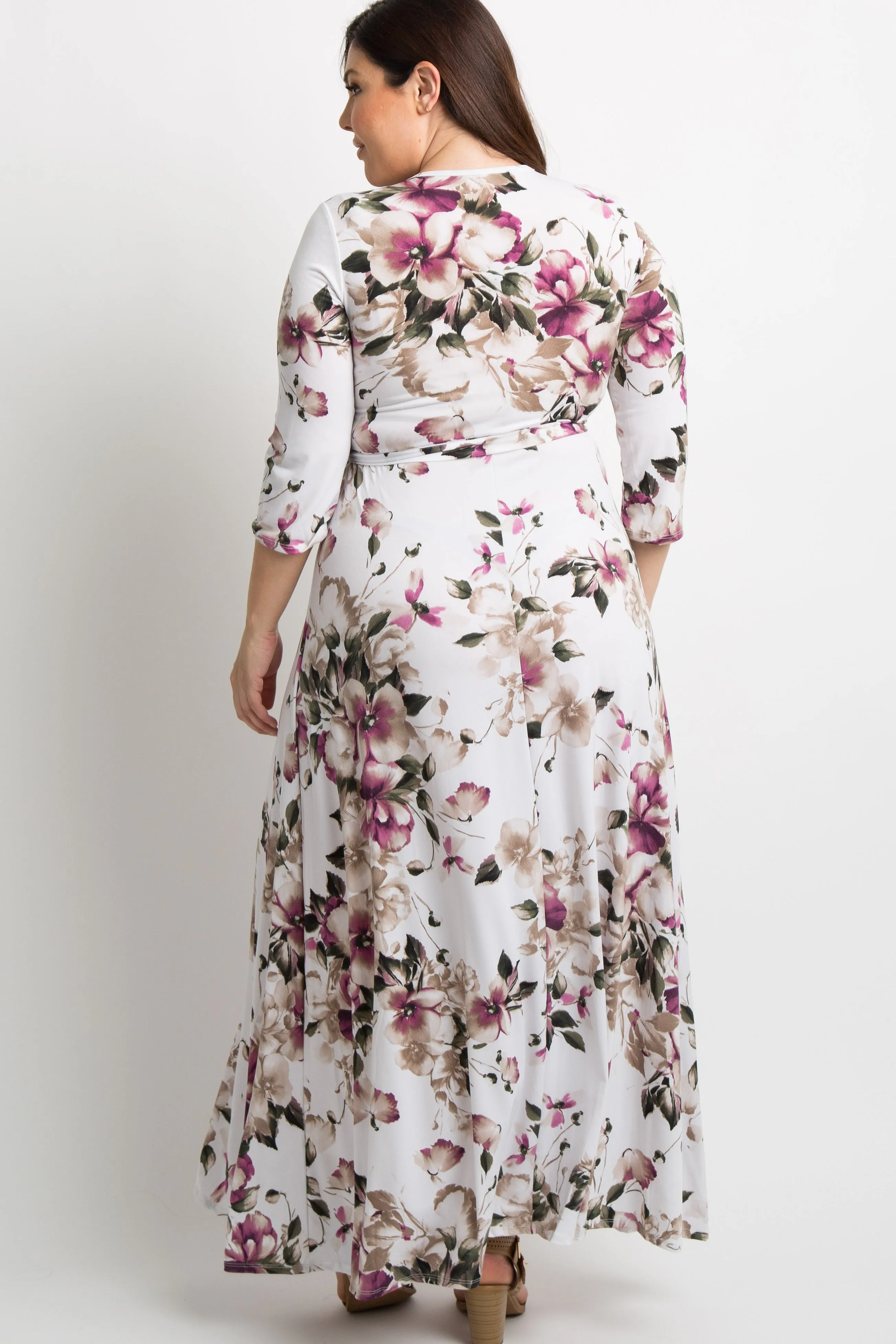 PinkBlush White Floral Plus Nursing Wrap Maxi Dress sold by Pinkblush product image thumbnail 3