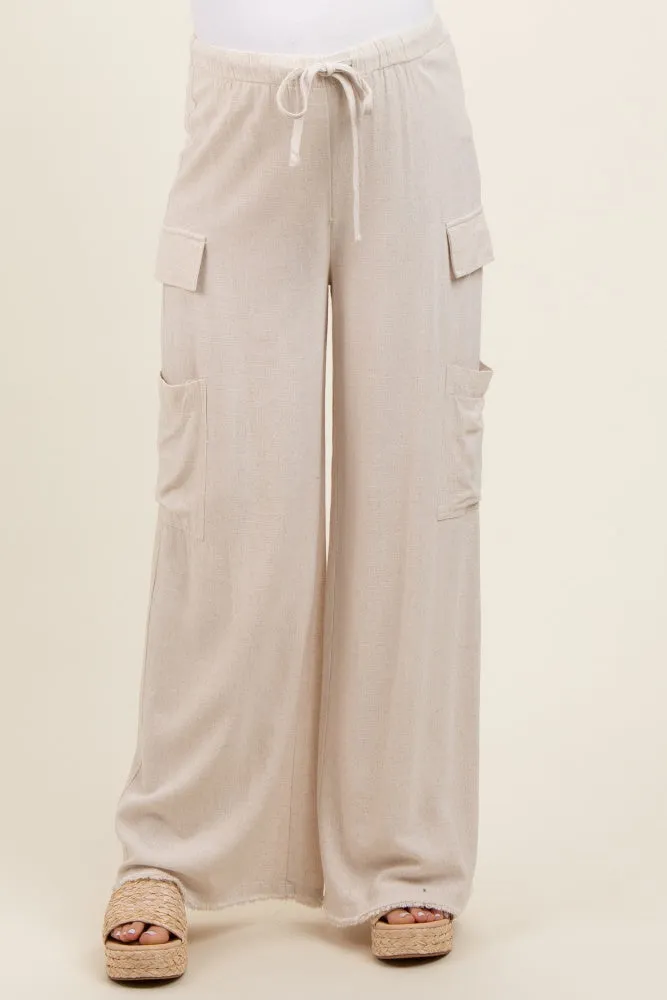 Cream Pocketed Drawstring Maternity Pants sold by Pinkblush product image thumbnail 3