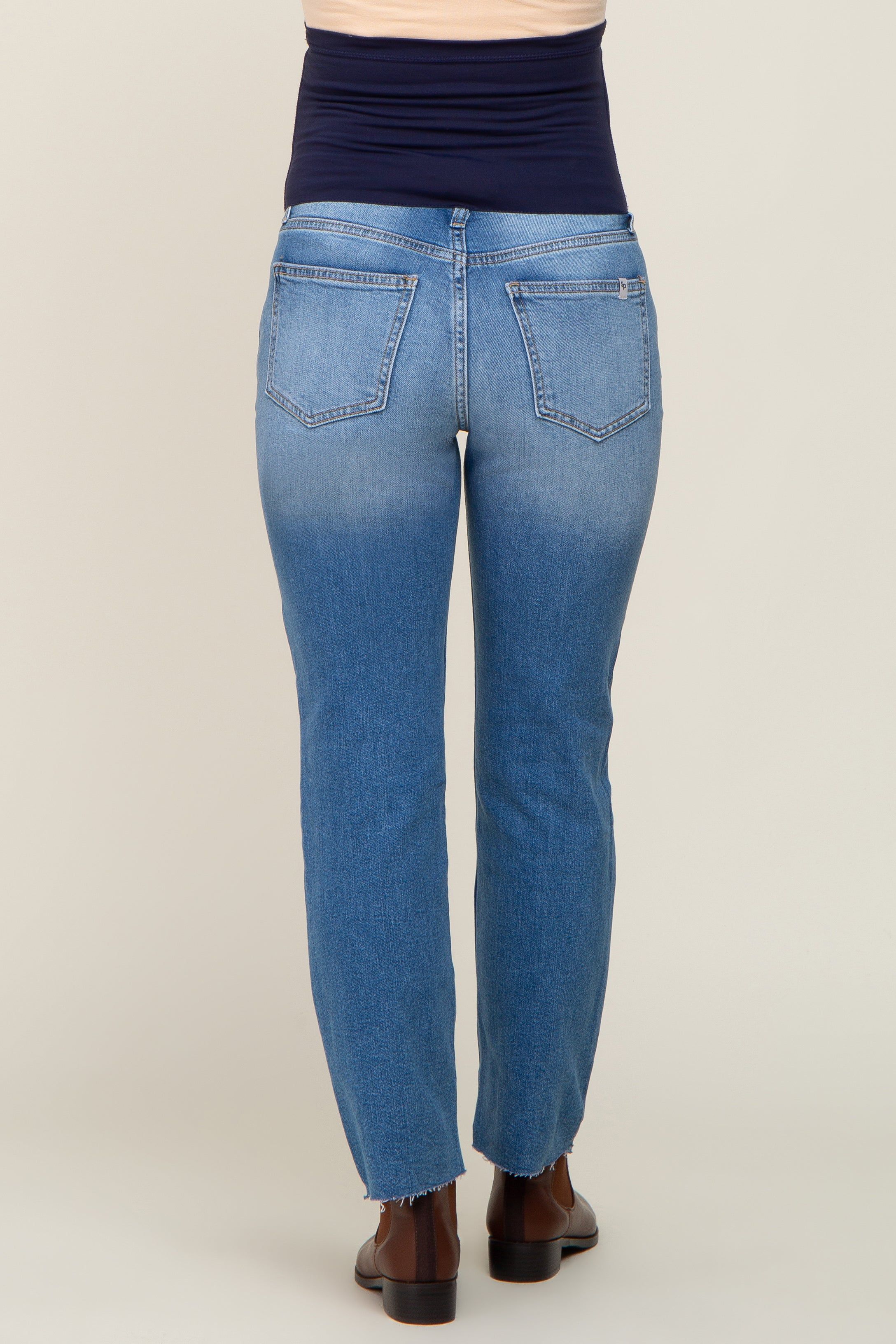 Blue Maternity Raw Hem Straight Leg Jeans sold by Pinkblush product image thumbnail 4