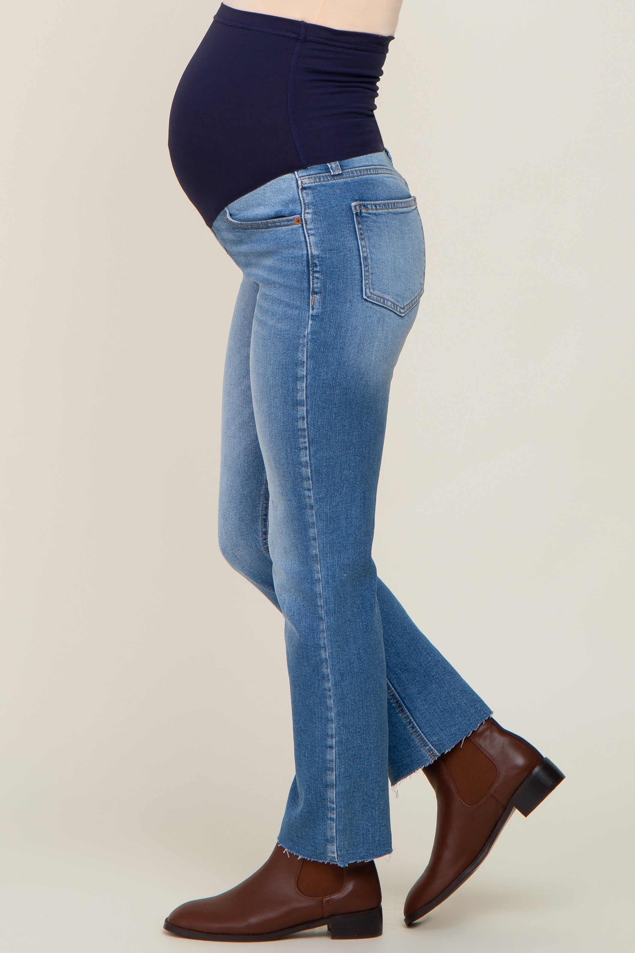 Blue Maternity Raw Hem Straight Leg Jeans sold by Pinkblush product image thumbnail 3