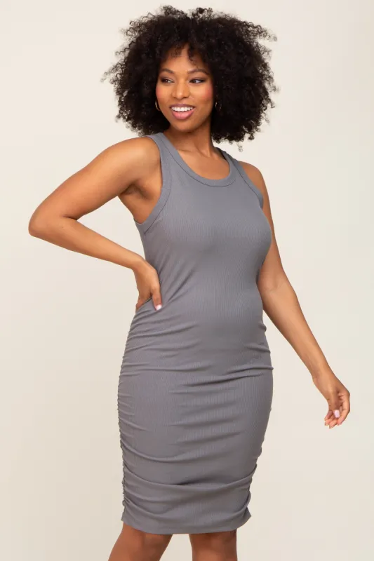 Charcoal Ribbed Sleeveless Dress sold by Pinkblush