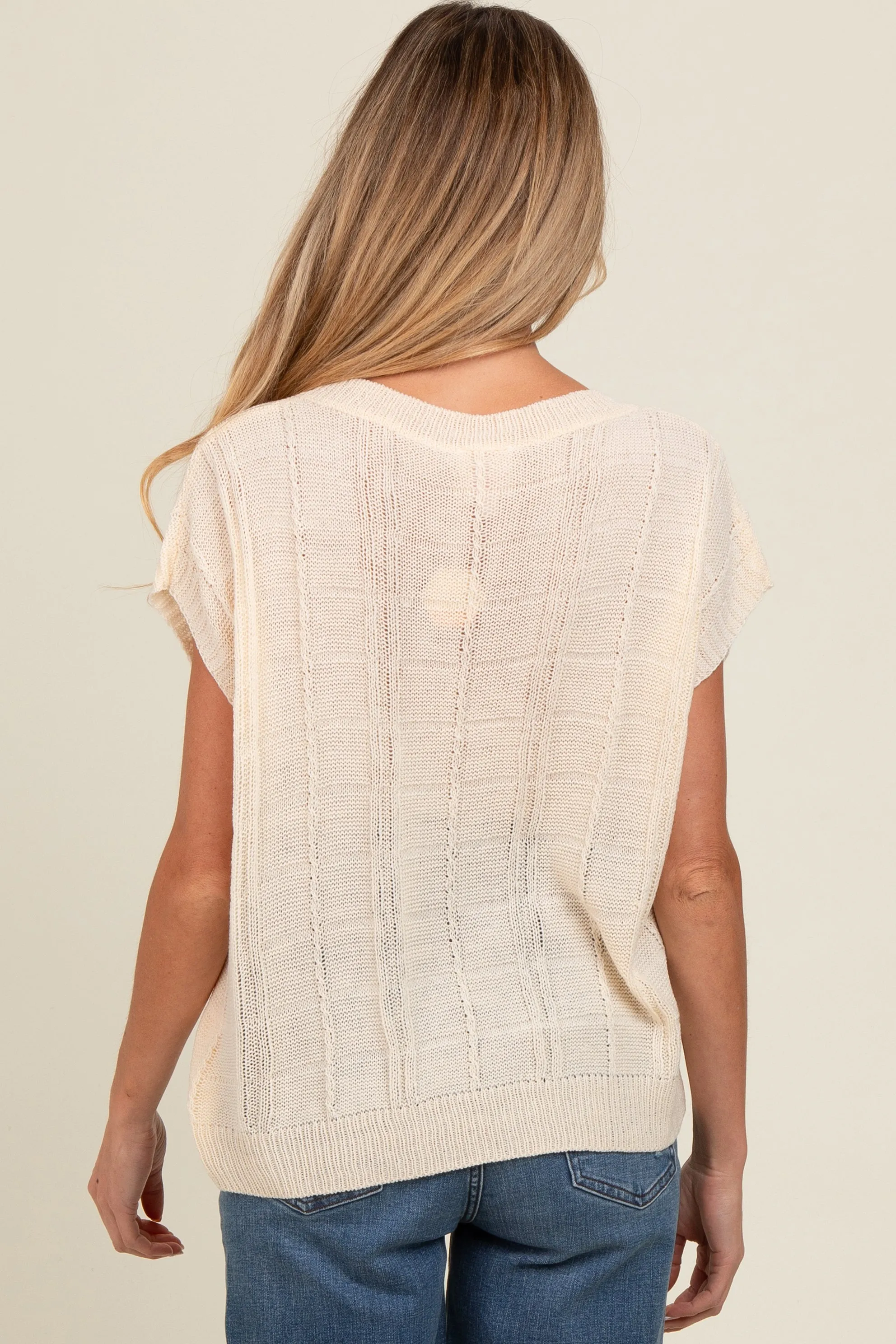 Cream Knit Short Sleeve Sweater Maternity Top sold by Pinkblush product image thumbnail 4