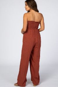 Rust Sleeveless Wide Leg Maternity Jumpsuit sold by Pinkblush