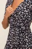 Black Floral Wrap Front V-Neck Short Sleeve Dress sold by Pinkblush