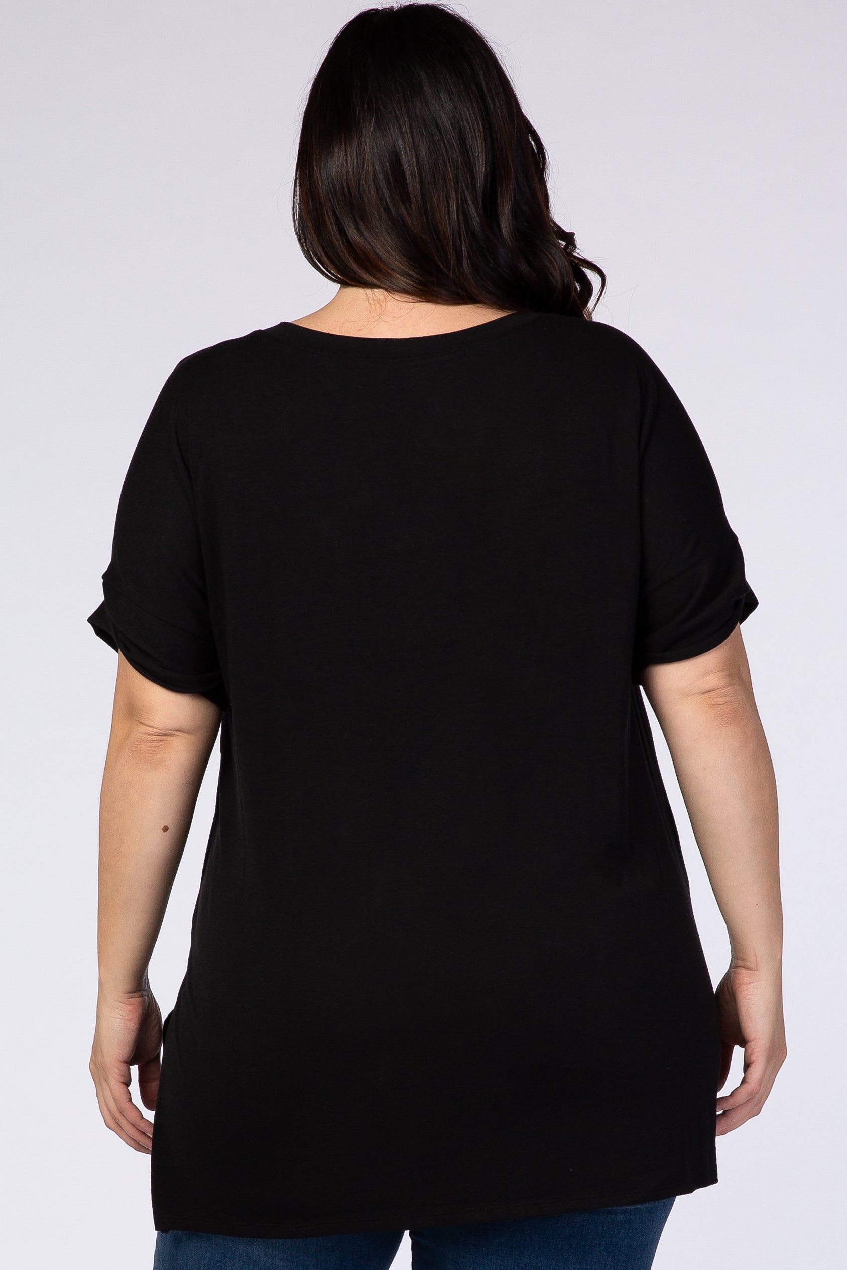 Black V-Neck Hi-Low Plus Top sold by Pinkblush product image thumbnail 4