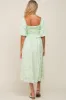 Lime Floral Smocked Maternity Midi Dress sold by Pinkblush