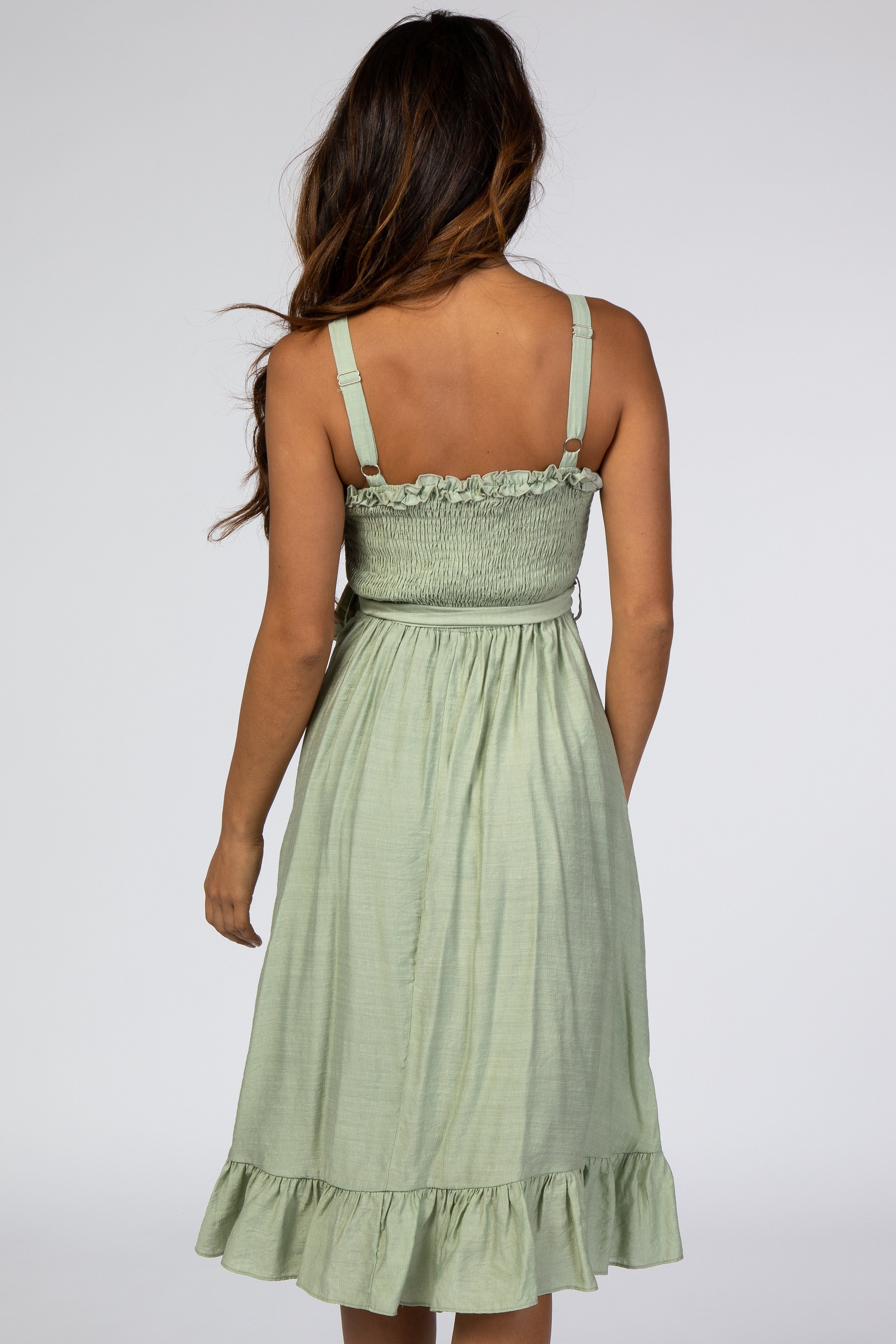 Green Ruffle Smocked Dress sold by Pinkblush product image thumbnail 3