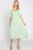 Lime Floral Smocked Maternity Midi Dress sold by Pinkblush