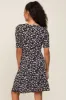 Black Floral Wrap Front V-Neck Short Sleeve Dress sold by Pinkblush