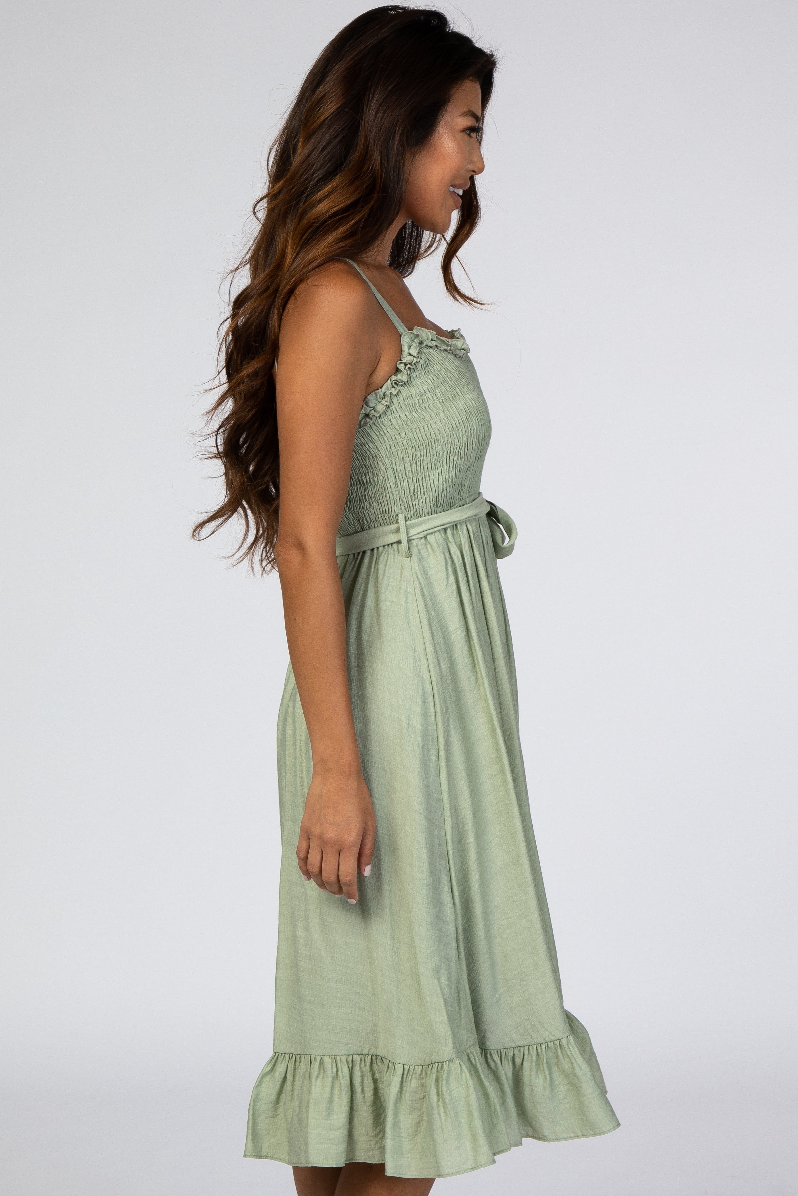 Green Ruffle Smocked Dress sold by Pinkblush product image thumbnail 2