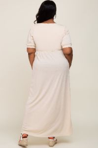 Cream Puff Sleeve Maxi Plus Dress sold by Pinkblush