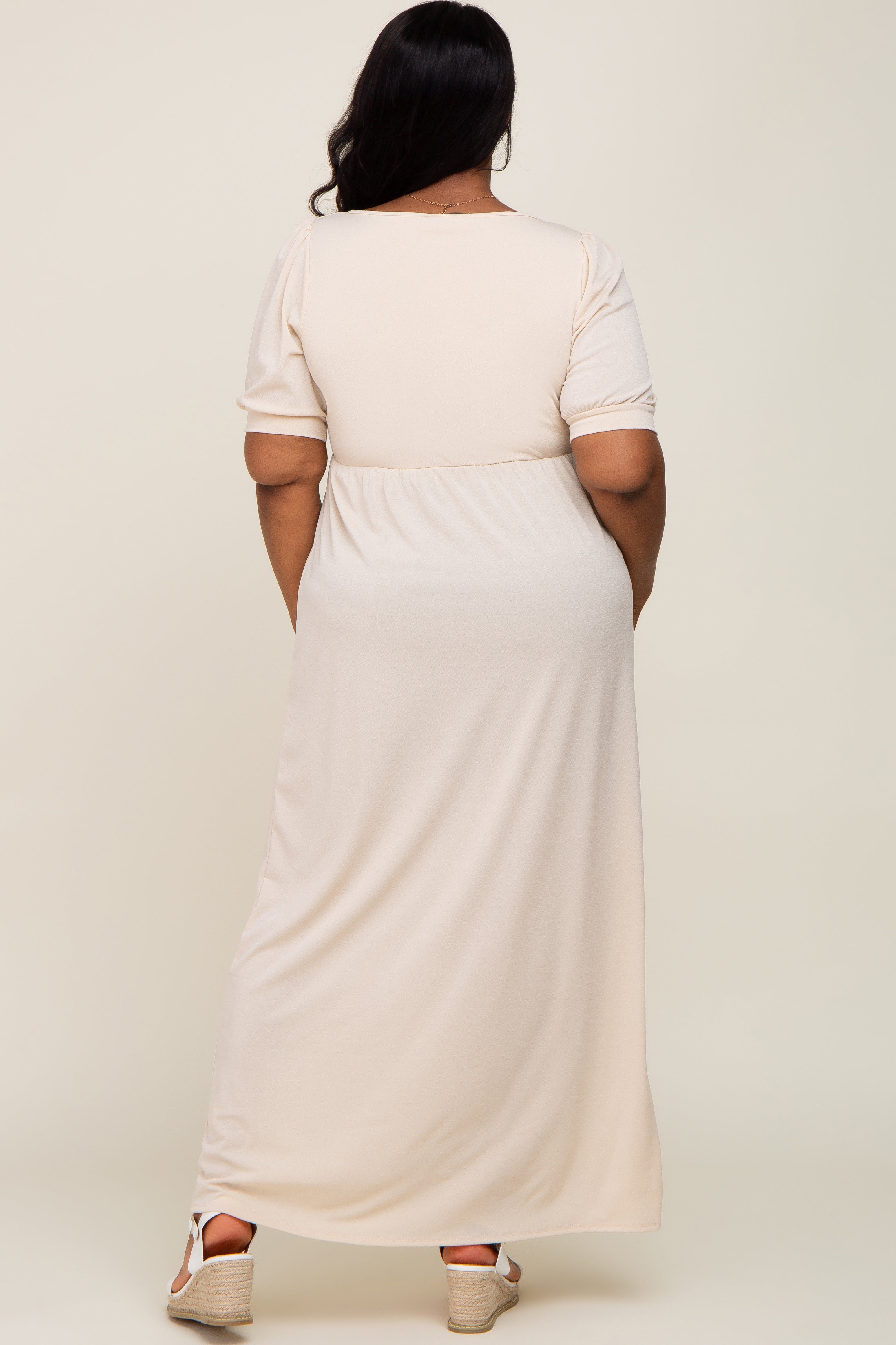 Cream Puff Sleeve Maxi Plus Dress sold by Pinkblush product image thumbnail 3