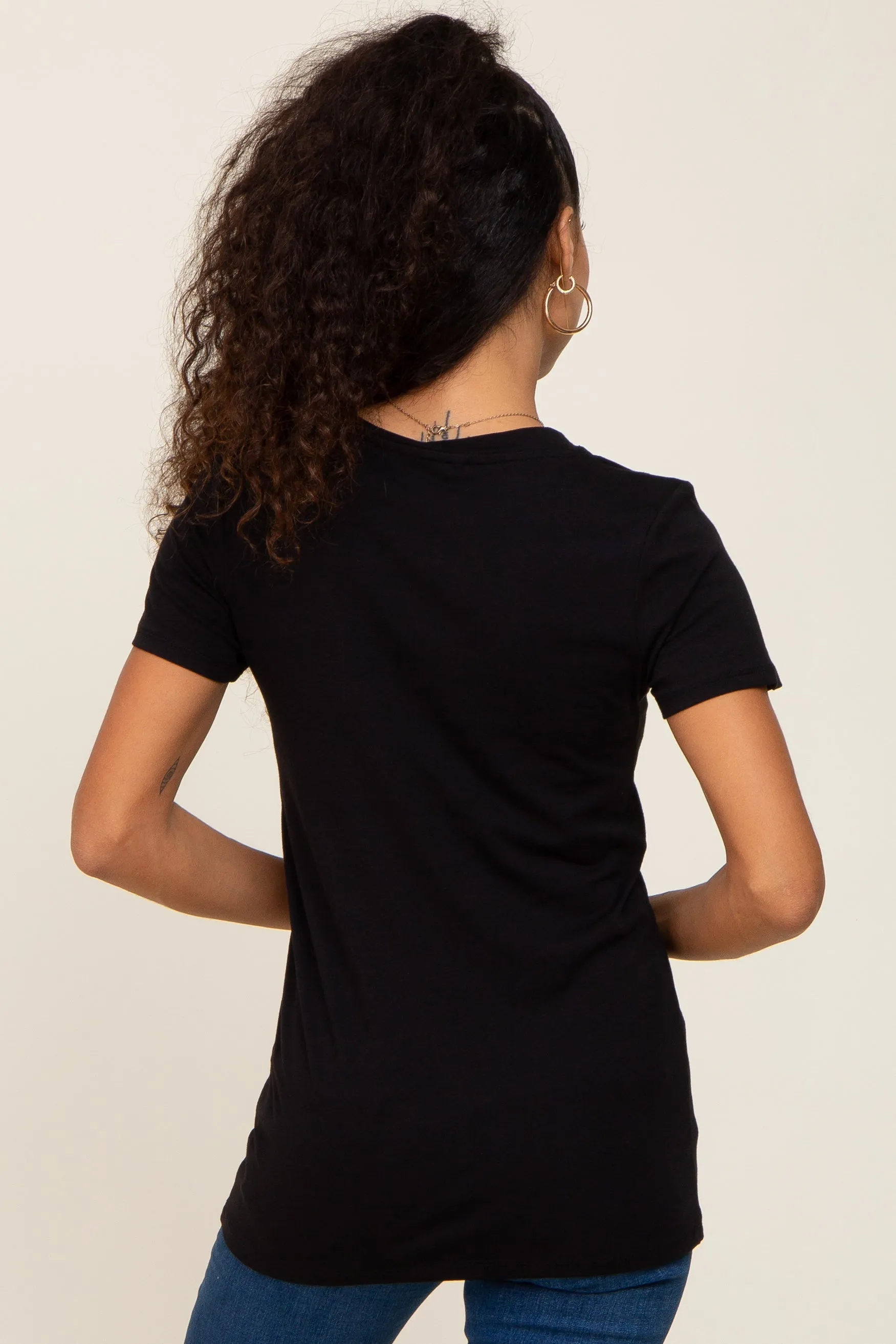 Black Basic V-Neck Tee sold by Pinkblush product image thumbnail 3