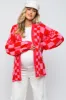 Red Checkered Maternity Cardigan Sweater sold by Pinkblush