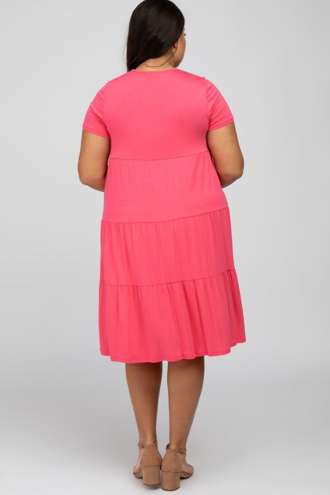 Hot Pink Tiered Plus Dress sold by Pinkblush product image thumbnail 4