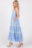 Light Blue Floral Lace Trim Tiered Maxi Dress sold by Pinkblush