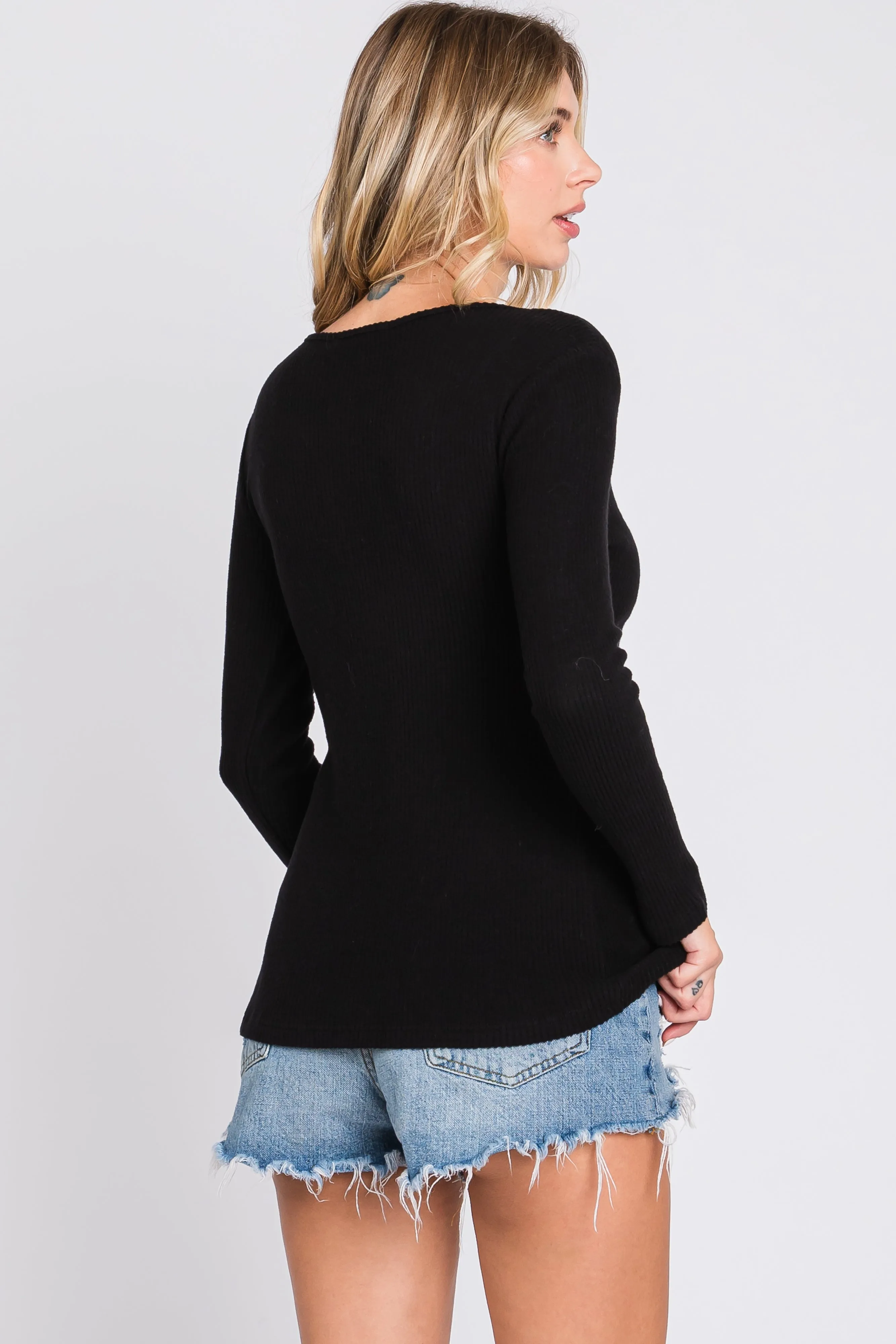 Black Ribbed Crossover Nursing Top sold by Pinkblush product image thumbnail 3
