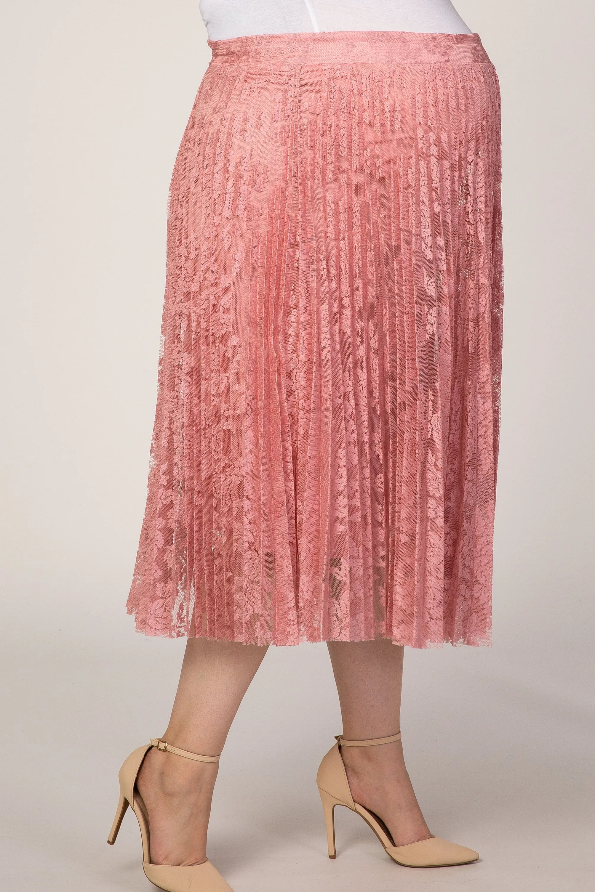 Pink Lace Plus Maternity Midi Skirt sold by Pinkblush product image thumbnail 5