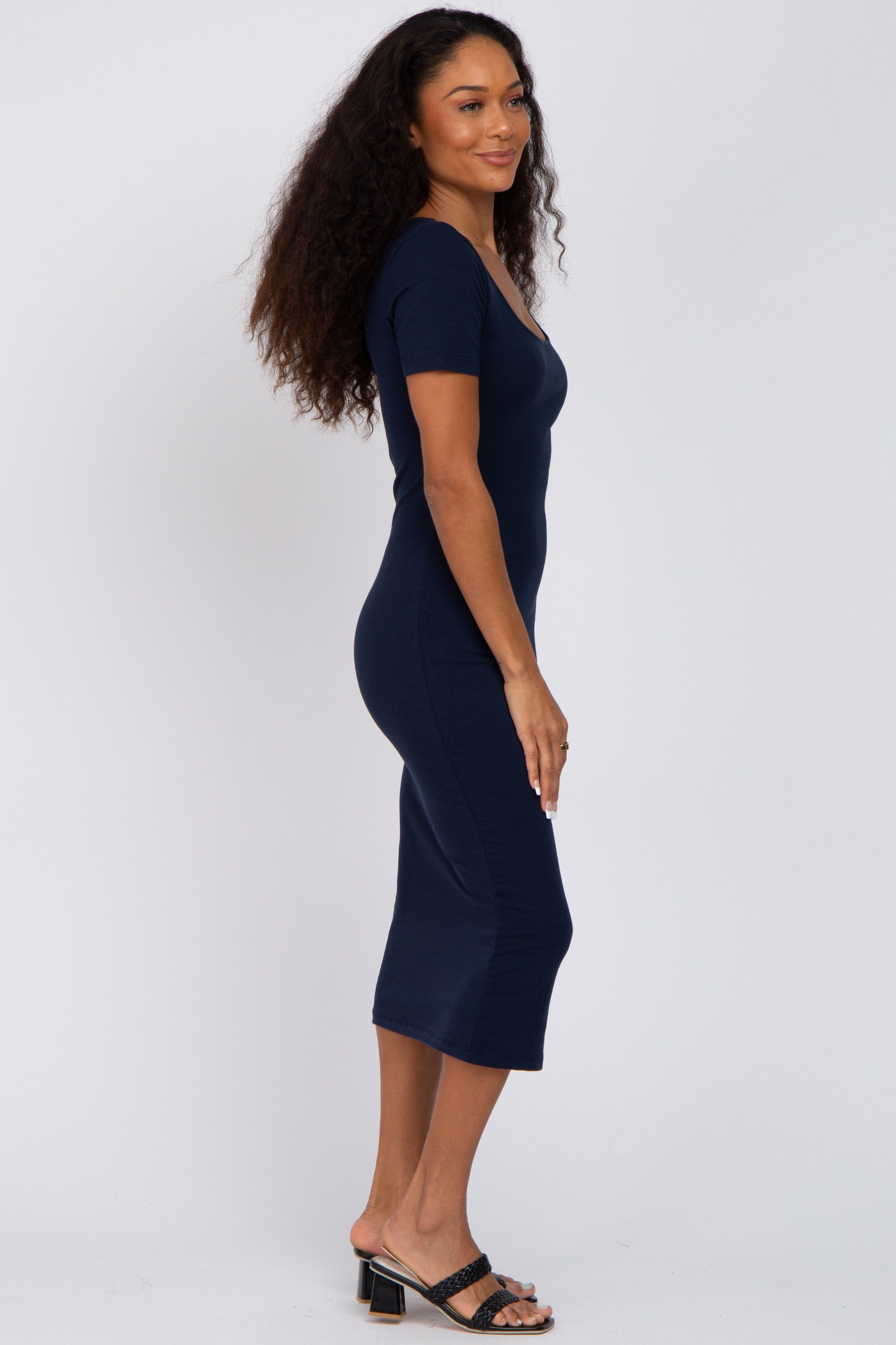 Navy Fitted Midi Dress sold by Pinkblush product image thumbnail 2
