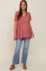 Red V Neck Maternity Top sold by Pinkblush