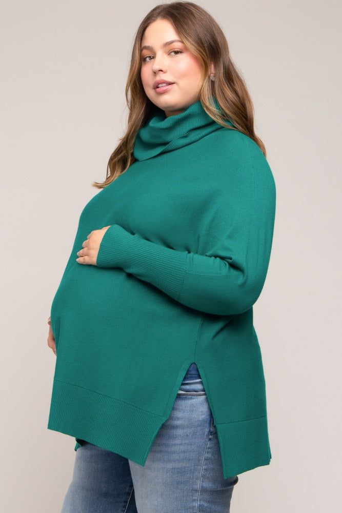 Forest Green Cowl Neck Dolman Sleeve Maternity Plus Sweater sold by Pinkblush product image thumbnail 3