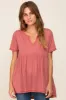 Red V Neck Maternity Top sold by Pinkblush