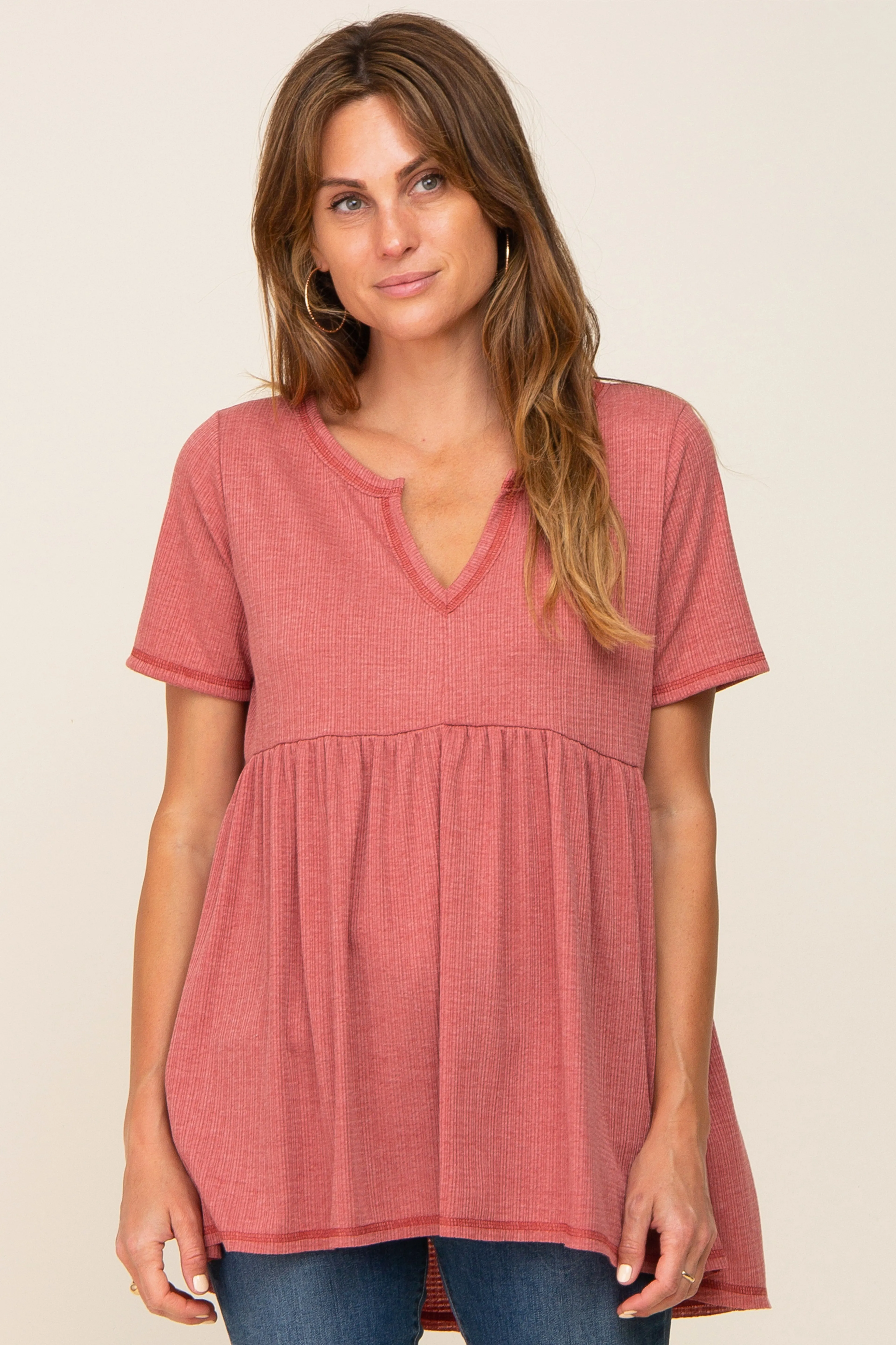 Red V Neck Maternity Top sold by Pinkblush product image thumbnail 5