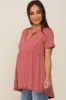 Red V Neck Maternity Top sold by Pinkblush