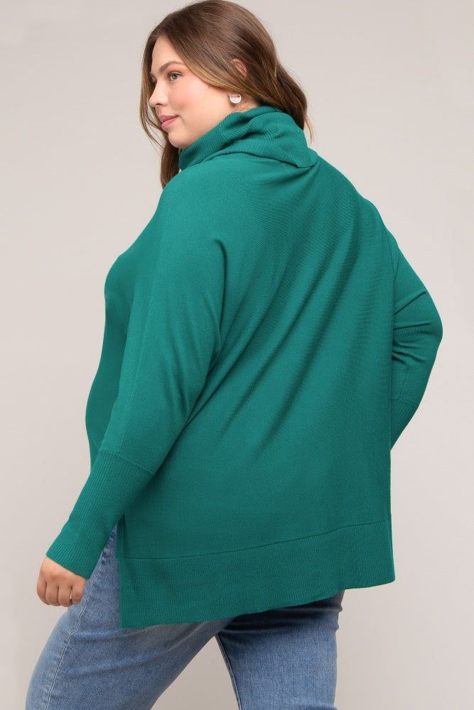 Forest Green Cowl Neck Dolman Sleeve Maternity Plus Sweater sold by Pinkblush product image thumbnail 4