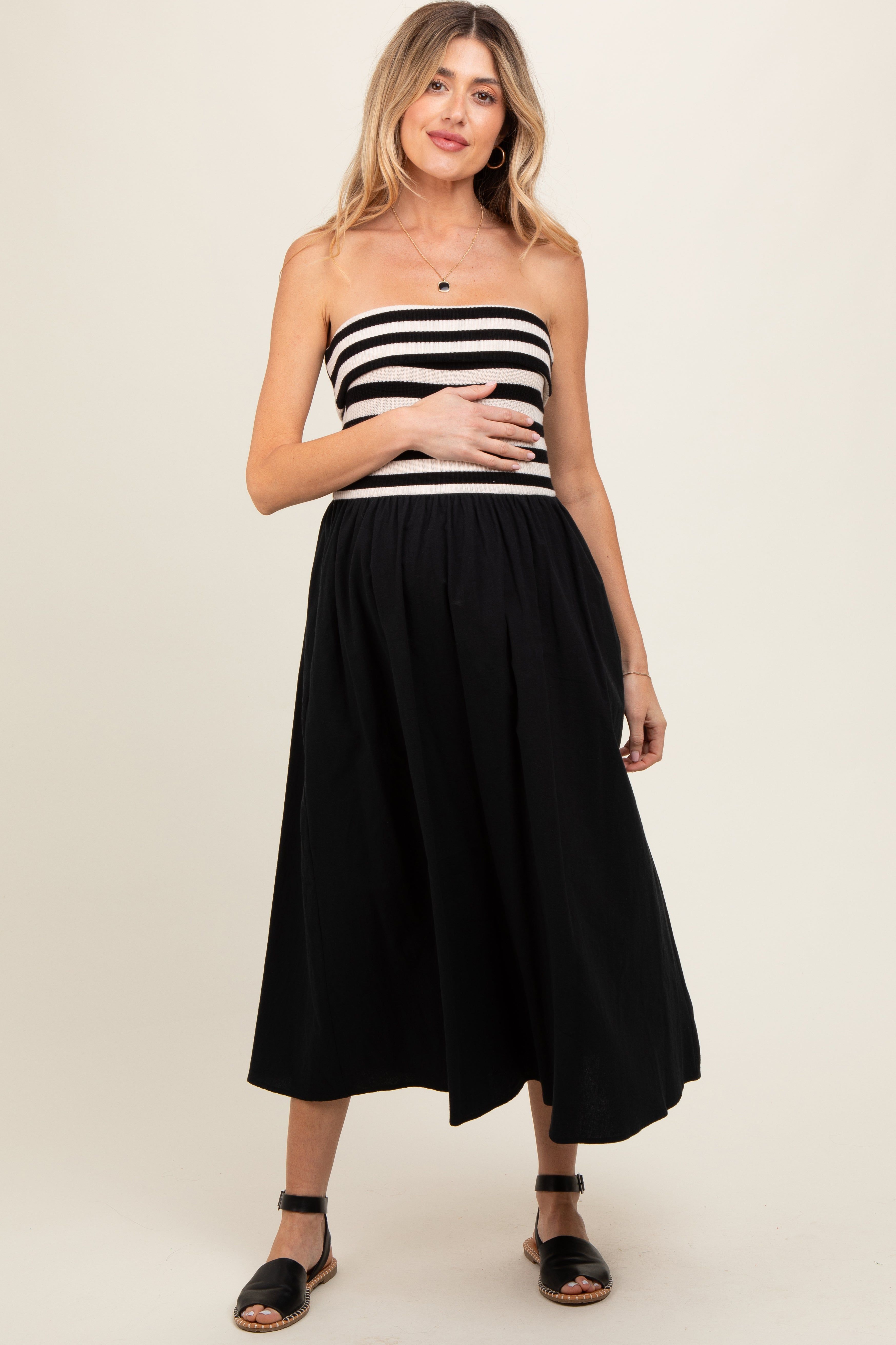 Black Strapless Maternity Dress sold by Pinkblush