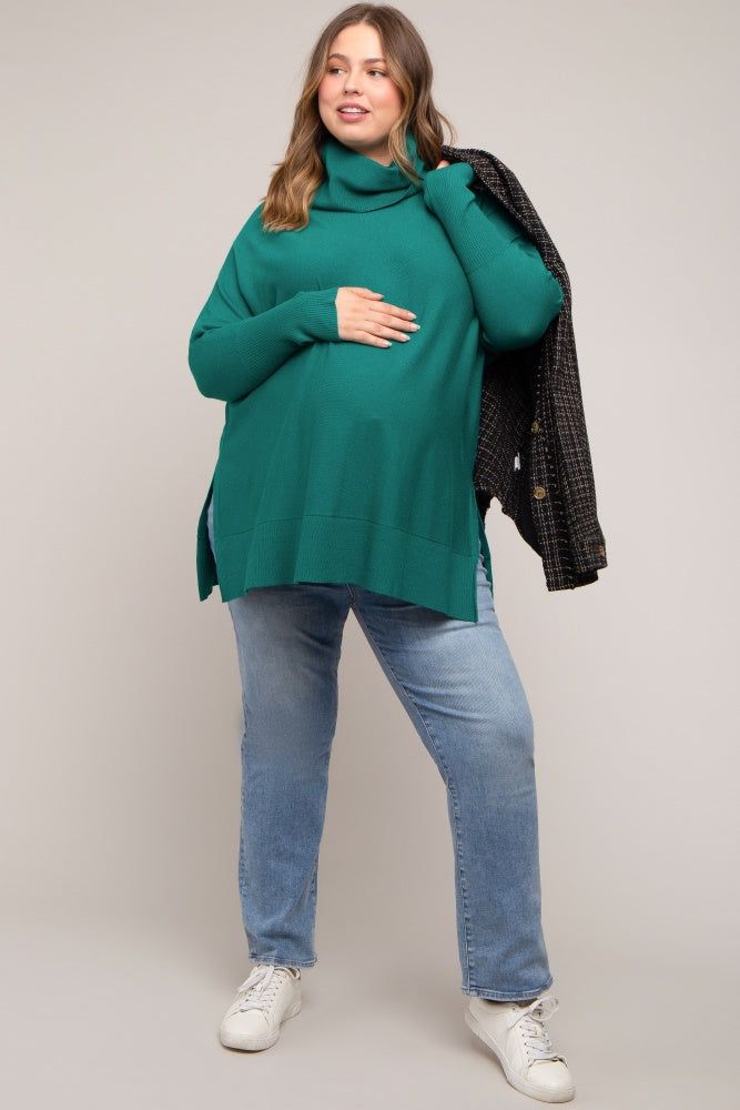 Forest Green Cowl Neck Dolman Sleeve Maternity Plus Sweater sold by Pinkblush product image thumbnail 5
