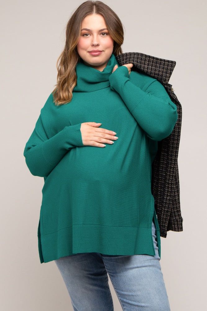 Forest Green Cowl Neck Dolman Sleeve Maternity Plus Sweater sold by Pinkblush product image thumbnail 2