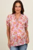 Magenta Floral Ruffle Tie Maternity Blouse sold by Pinkblush