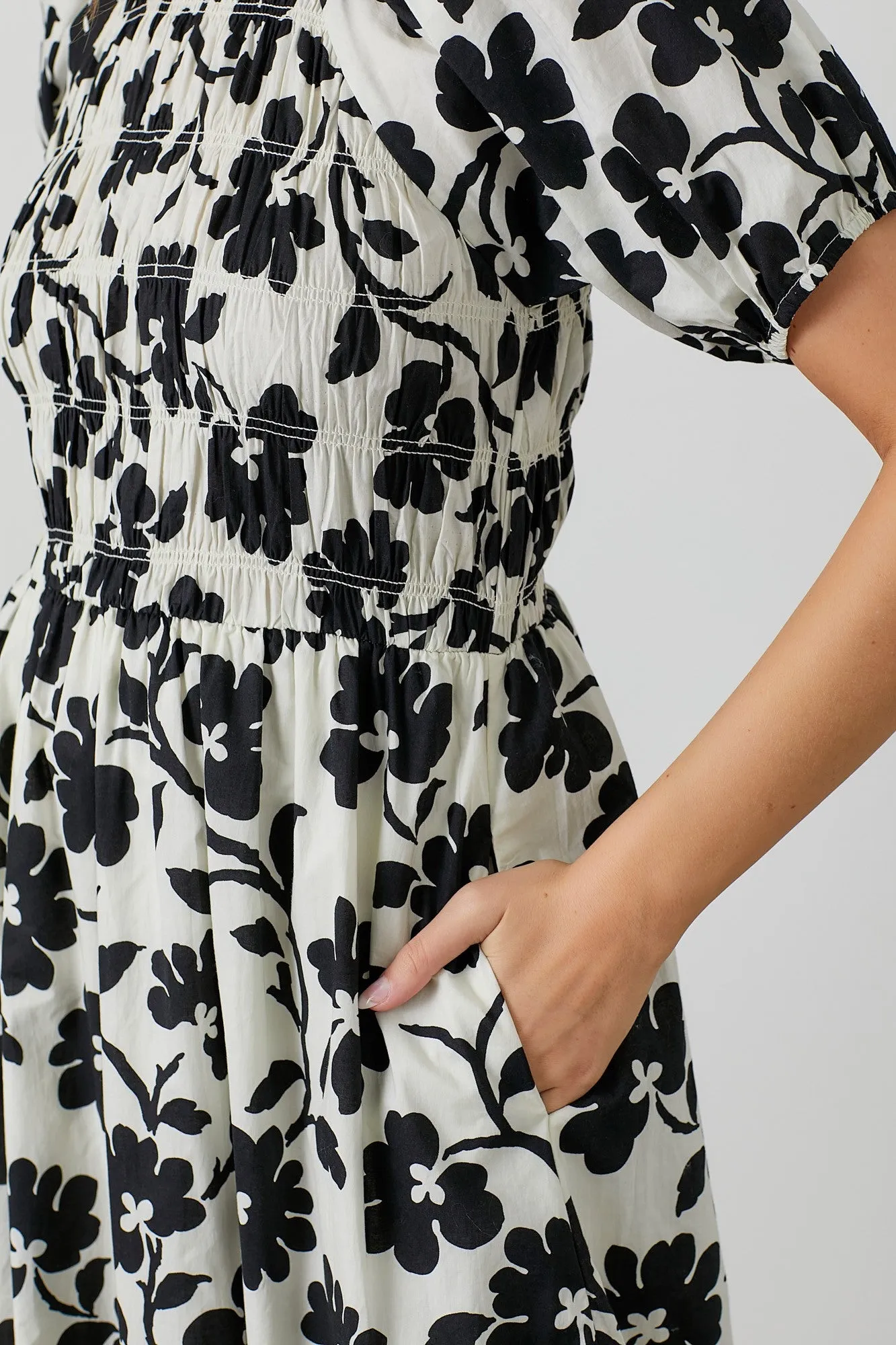 Ivory Floral Smocked Midi Dress sold by Pinkblush product image thumbnail 4