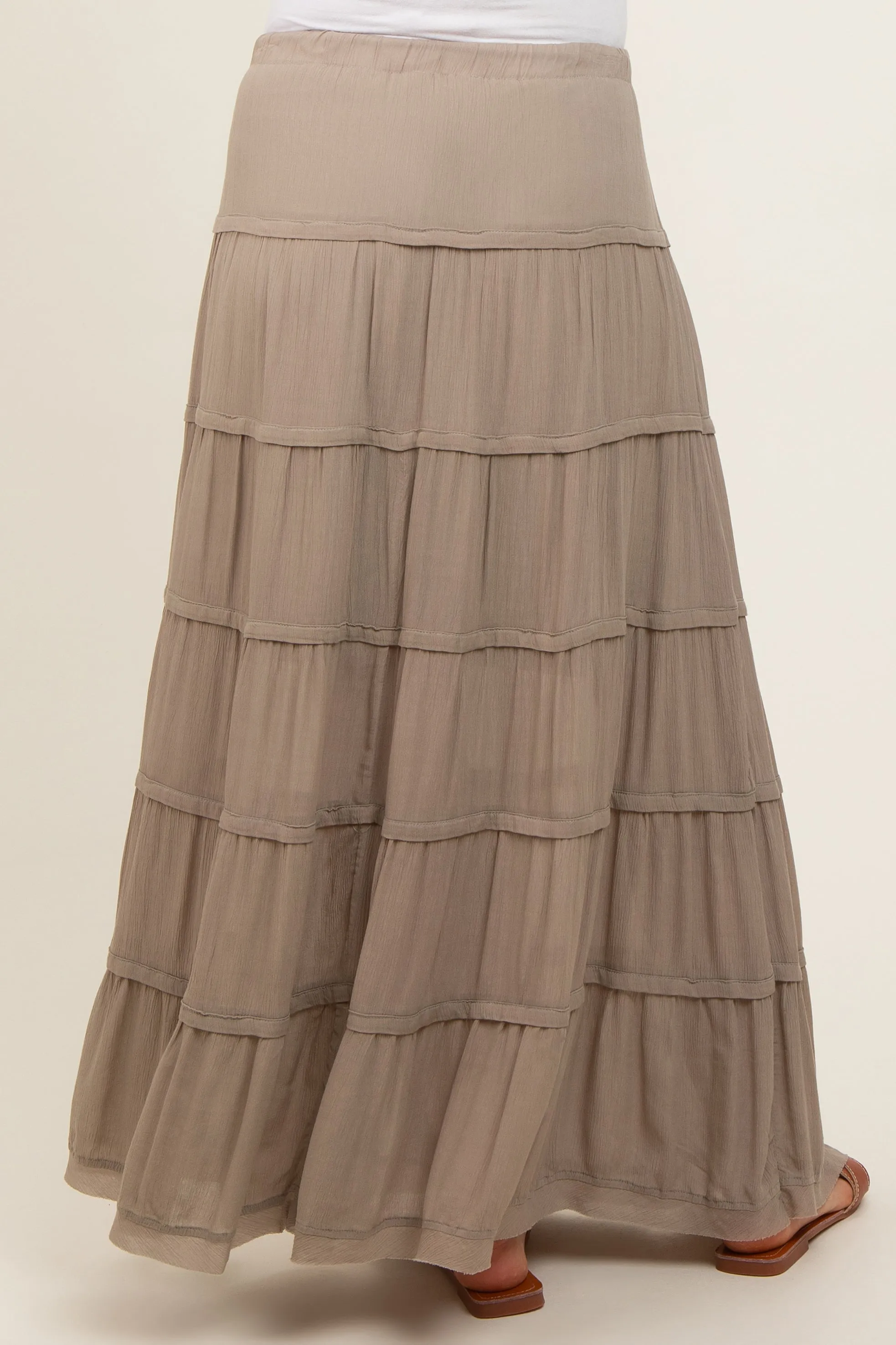 Olive Drawstring Tiered Maternity Maxi Skirt sold by Pinkblush product image thumbnail 5