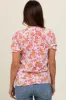 Magenta Floral Ruffle Tie Maternity Blouse sold by Pinkblush