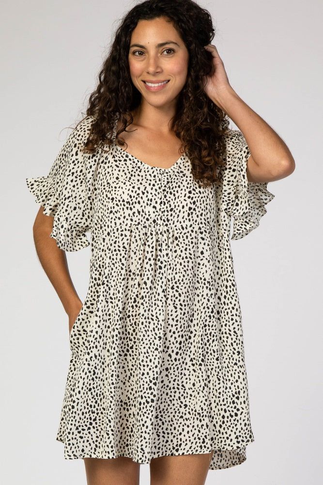 Cream Satin Dot Print Ruffle Sleeve Babydoll Dress sold by Pinkblush product image thumbnail 5