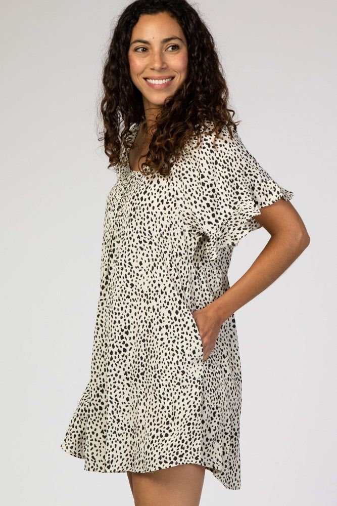 Cream Satin Dot Print Ruffle Sleeve Babydoll Dress sold by Pinkblush product image thumbnail 2