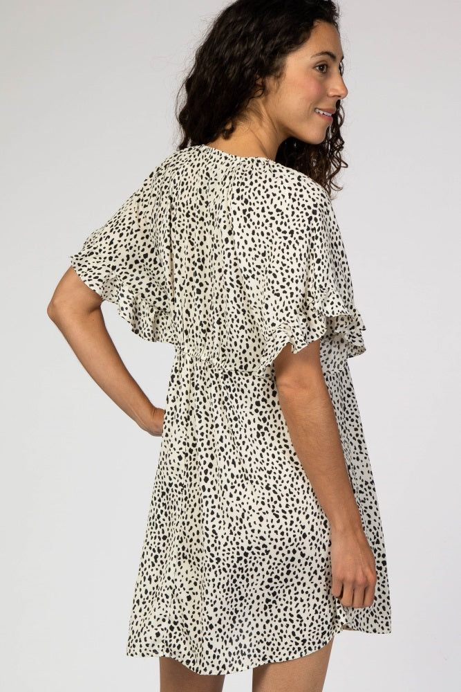 Cream Satin Dot Print Ruffle Sleeve Babydoll Dress sold by Pinkblush product image thumbnail 3