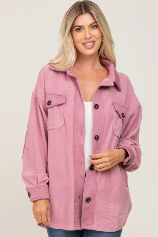 Mauve Fleece Lightweight Coat sold by Pinkblush