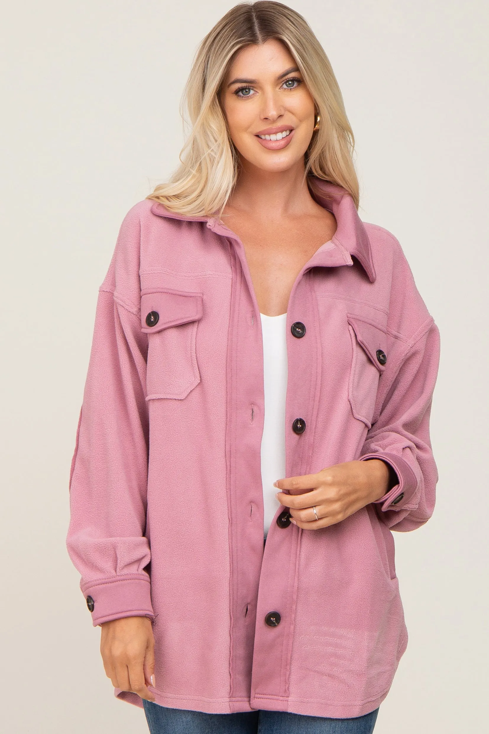 Mauve Fleece Lightweight Coat sold by Pinkblush