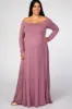 Mauve Solid Off Shoulder Plus Maternity Maxi Dress sold by Pinkblush